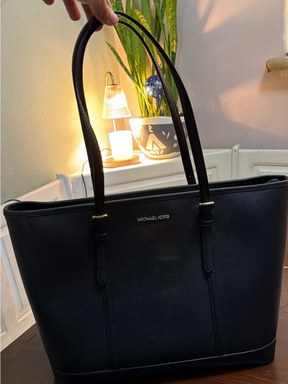 Michael Kors Black Leather Double-Handle Tote